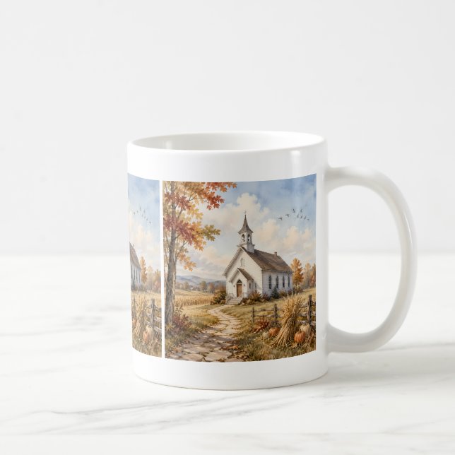 Höstlandskyrka Vattenfärgslandskap Kaffemugg (Höger)