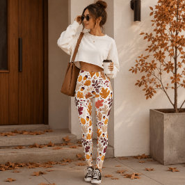 Höstleggings – Höstlöv och ekollon mönster Leggings