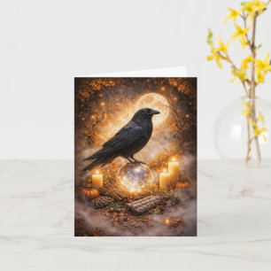 Höstlig Höst Mystisk Magisk Korp Blank Kort