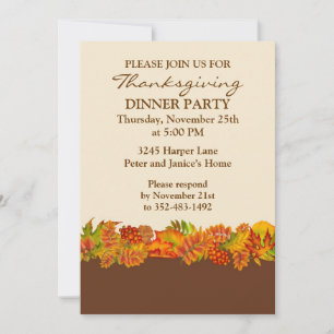 Höstlig inbjudan för lövthanksgivingparty
