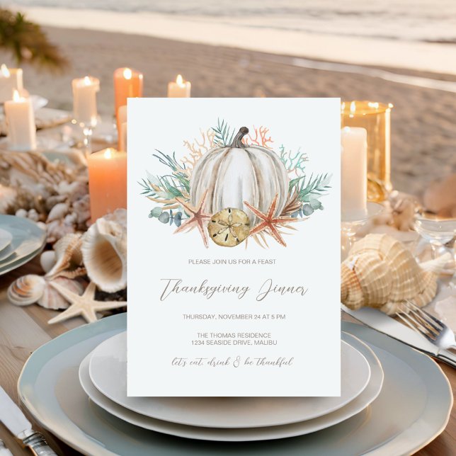 Höstlig Kust Höstpumpa Snigelskal Thanksgiving Mid Inbjudningar (Skapare uppladdad)