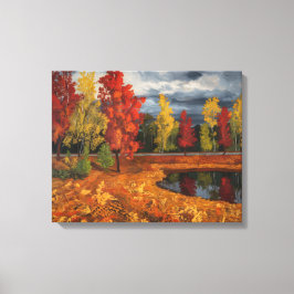 Höstliggande Oljemålning på arbetsytan - Vibrant Canvastryck