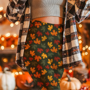 Höstlönnlöv Faller Grönt Leggings