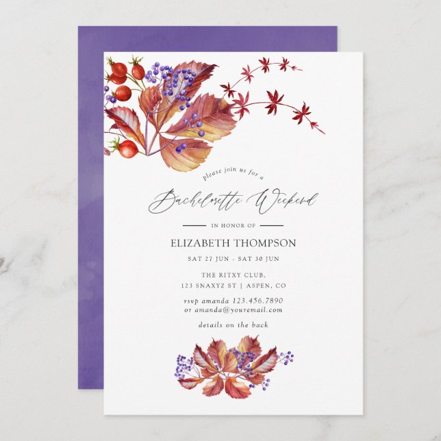 Höstlov Bachelorette-helg Inbjudningar (Fram/baksida)