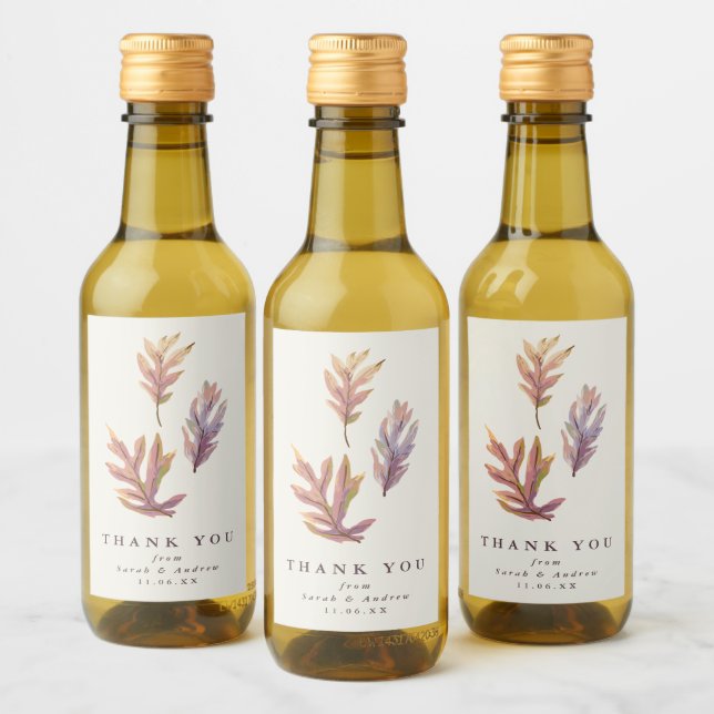 Höstlöv bröllop tack vin etikett (Flaskor)