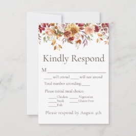Höstlöv Floral Bröllopssvar RSVP-kort OSA Kort