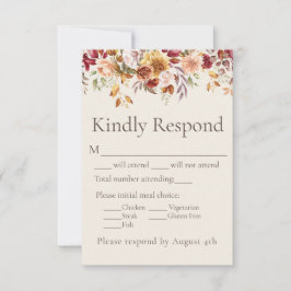 Höstlöv Floral Elfenbensvit Bröllopssvar RSVP OSA Kort