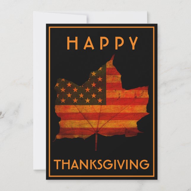HÖSTLÖV GLAD TACKSÄGELSEDAG USA-FLAGG  INBJUDNINGAR (Framsida)