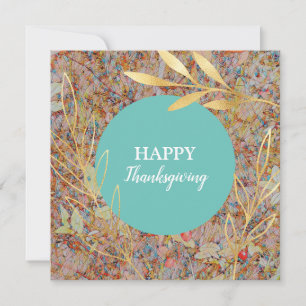 höstlöv i happy thanksgiving elegant guld julkort
