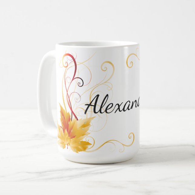 Höstlöv lönn kaffemugg (Framsida vänster)