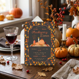 Höstlöv Pumpa Thanksgiving Middag Inbjudningar