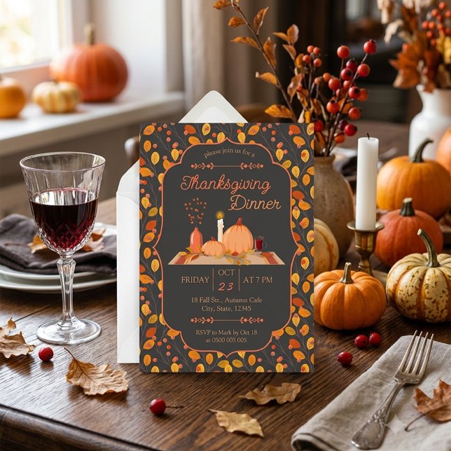 Höstlöv Pumpa Thanksgiving Middag  Inbjudningar (Skapare uppladdad)