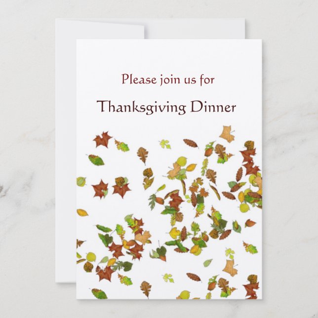 HÖSTLÖV Thanksgiving Middag Fest guld Inbjudningar (Framsida)