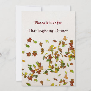 HÖSTLÖV Thanksgiving Middag Fest guld Inbjudningar