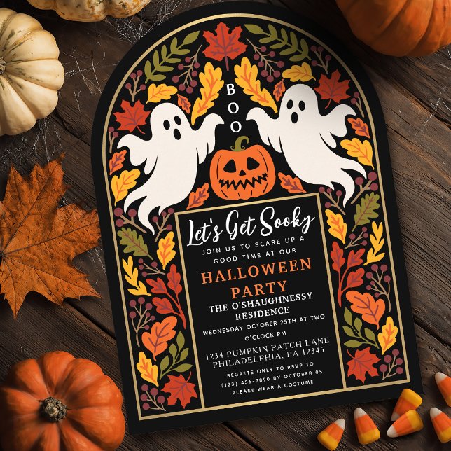 Höstlövghost Halloweenfest Båge Inbjudningar (Skapare uppladdad)
