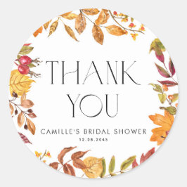 Höstlövskrans Bröllopssemester Tack Runt Klistermärke