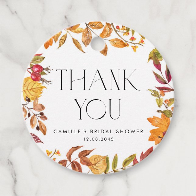 Höstlövskrans Bröllopsseminarie Tack Gåvor Etiketter (Framsida)