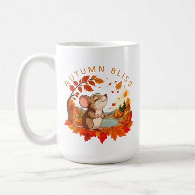 Höstlycka Söt Liten Mus Kaffe Mugg (Vänster)