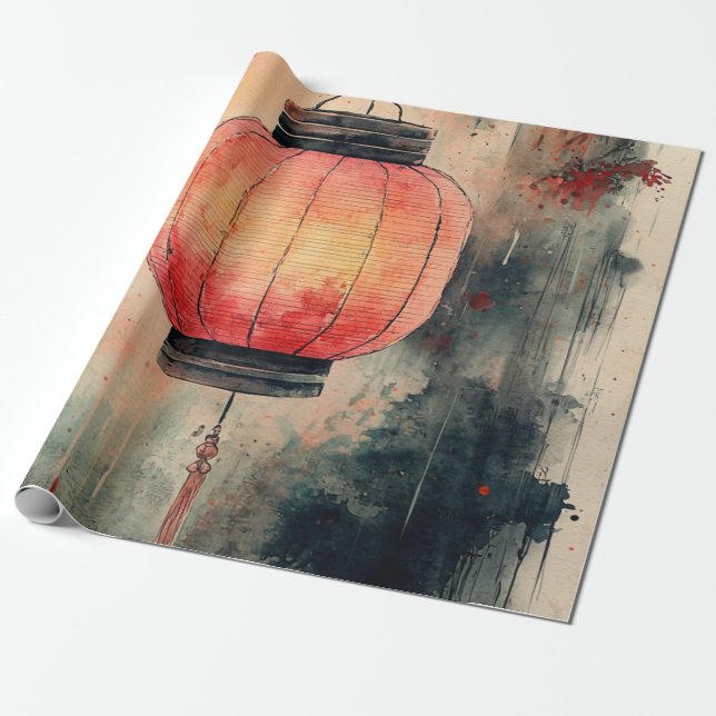 Höstlykta Sumi-E Akvarell Presentpapper (Utrullad)