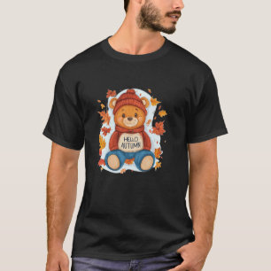 Höstmagie och en glad teddybjörn vän t shirt