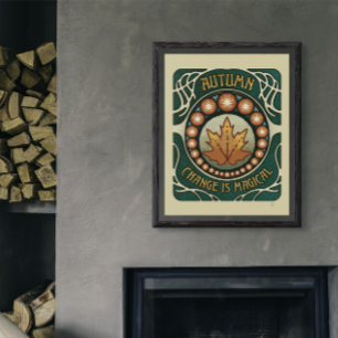 Höstmagiska Vintagen Stil Poster