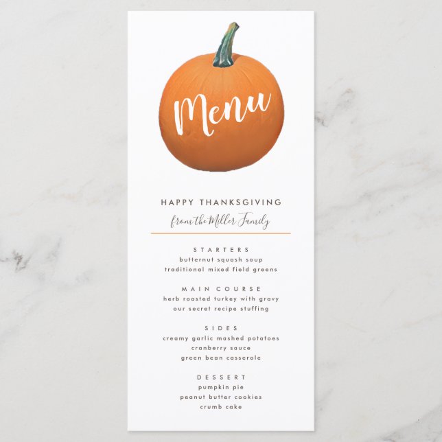 Höstmålad Pumpa Thanksgiving Chic Meny (Framsida)