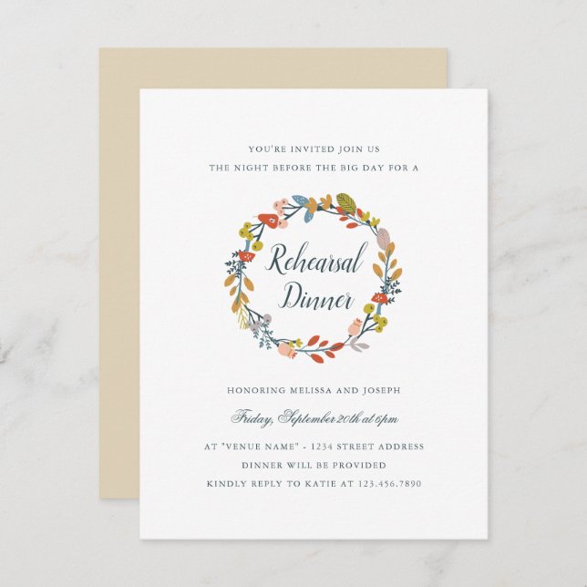 Höstmåndag för Blommigt Inbjudningar (Fram/baksida)