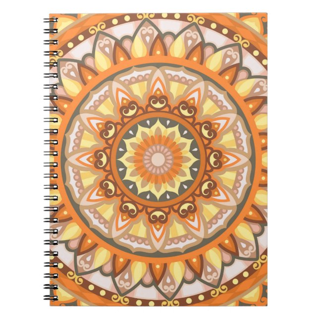 Höstmandala Mysig Boho Geometrisk Mönster Höst Anteckningsbok (Framsidan)