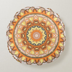 Höstmandala Mysig Höst Boho Höst Orange Rund Kudde