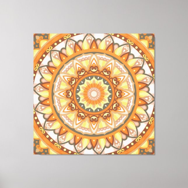Höstmandala Varm Höst Boho Orange Mysig Canvastryck (Framsida)