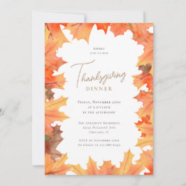 Höstmapel Löv, Thanksgiving - middag Inbjudningar