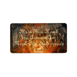 Höstmapel träd skogsfall skogen blad adressetikett