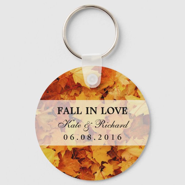 Höstmaple Löv Bröllop Tack Gift Keychain Nyckelring (Framsida)