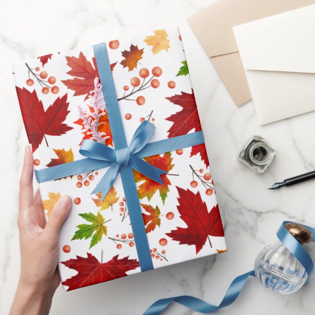 Höstmaple Löv och Rowanbär Mönster Presentpapper (Gifting)