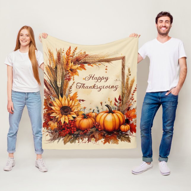 Höstmix ram Thanksgiving Fleecefilt (På plats)