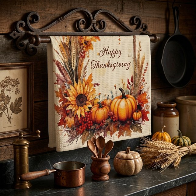 Höstmix ram Thanksgiving Kökshandduk (Skapare uppladdad)