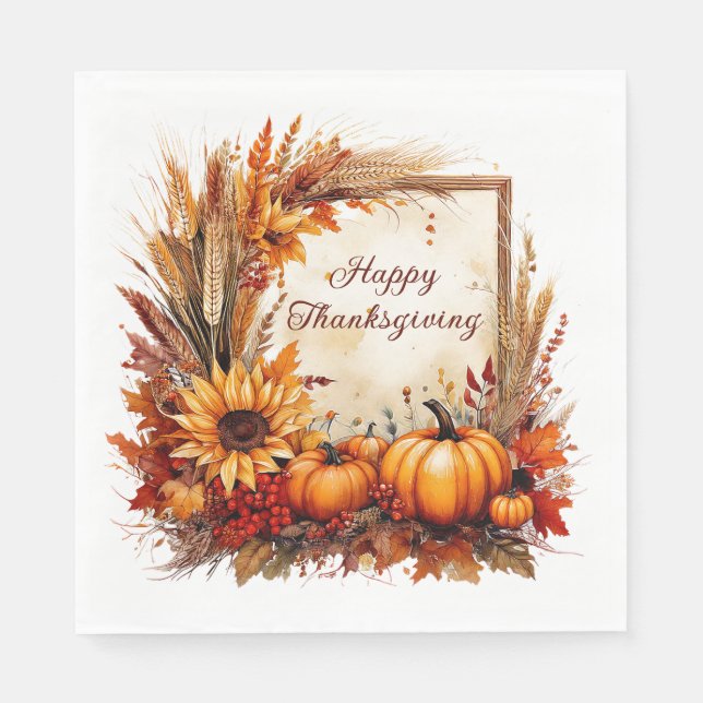 Höstmix ram Thanksgiving Pappersservett (Framsidan)