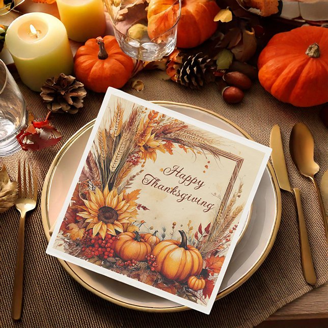 Höstmix ram Thanksgiving Pappersservett (Skapare uppladdad)