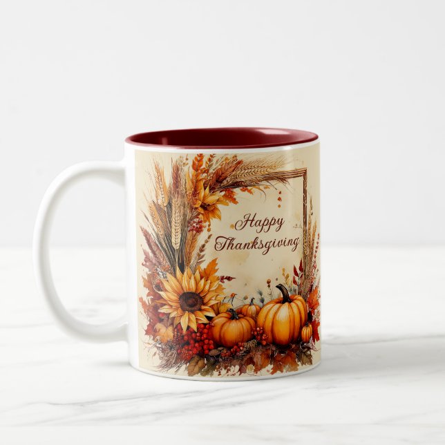 Höstmix ram Thanksgiving Två-Tonad Mugg (Vänster)