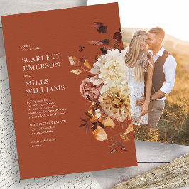 Höstmodern Terrakotta Bröllop Inbjudningar