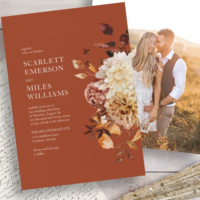 Höstmodern Terrakotta Bröllop Inbjudningar (Terracotta Fall Modern Terracotta Wedding Invitation by Painted Paperie
)