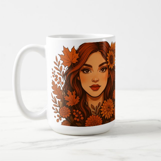 Höstmuse - Kvinnor med blommor Kaffemugg (Vänster)