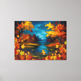 Höstnattens liggande Oljemålning Canvastryck