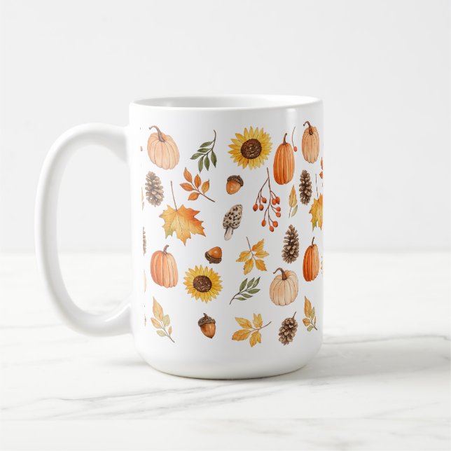 Höstnaturmugg, höst Fall kaffe, Höstpumpa Kaffemugg (Vänster)