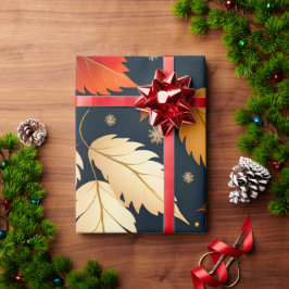 Höstnedfallande löv Orange Retro Mönster Presentpapper