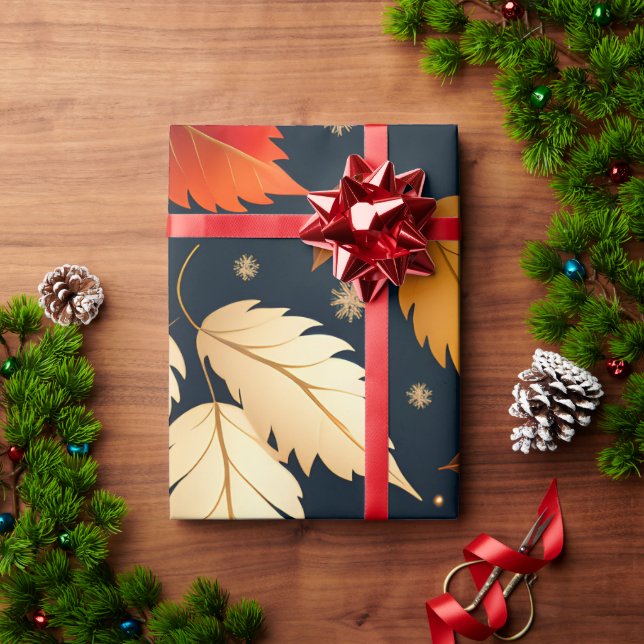 Höstnedfallande löv Orange Retro Mönster Presentpapper (Julgåva)