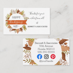 Höstnedgång i Business Tack happy thanksgiving Visitkort