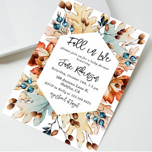 Höstnedgång i Kärlek: Foliage Berries Baby Shower Inbjudningar
