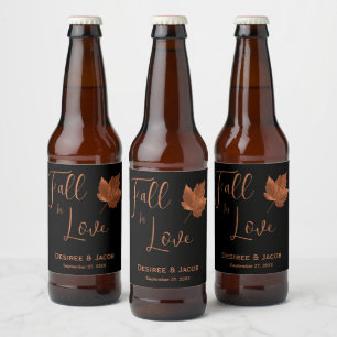 Höstnedgång i Kärlek koppar Brun Svart Rustic Vin Ölflaska Etikett
