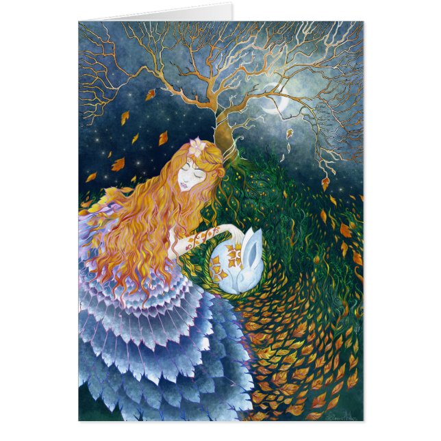 Höstnedgångängel Hälsningskort (Framsidan)